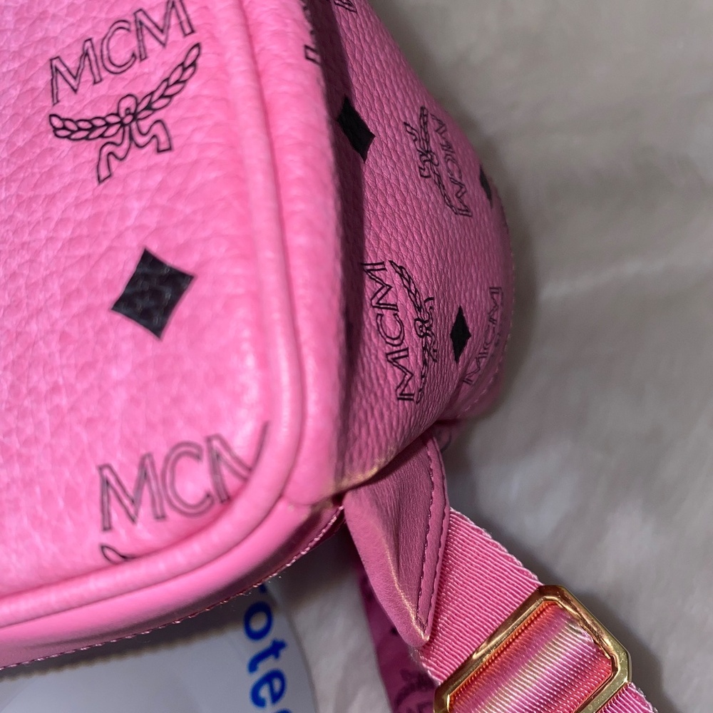 Mcm Pink Backpack Canvas Viseto Studs Preowned Au… - image 8